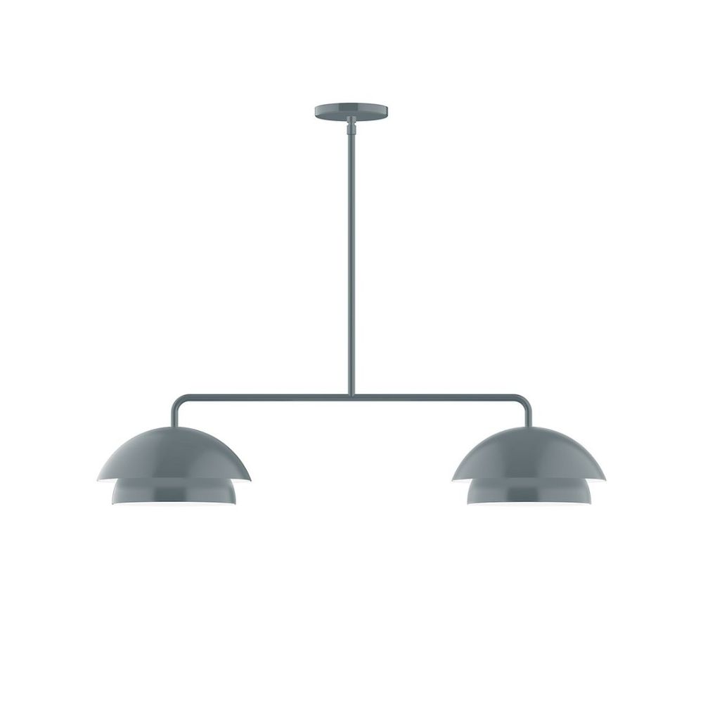 Montclair Lightworks MSGX445-G15-40 2-Light Axis Linear Pendant with 6 inch White Opal Glass Globe, Slate Gray